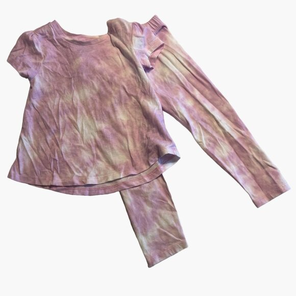 GAP Playtime Favorites Toddler Girls Size 2 Purple Tie Dye Outfit Set Cotton Pul - Picture 1 of 7